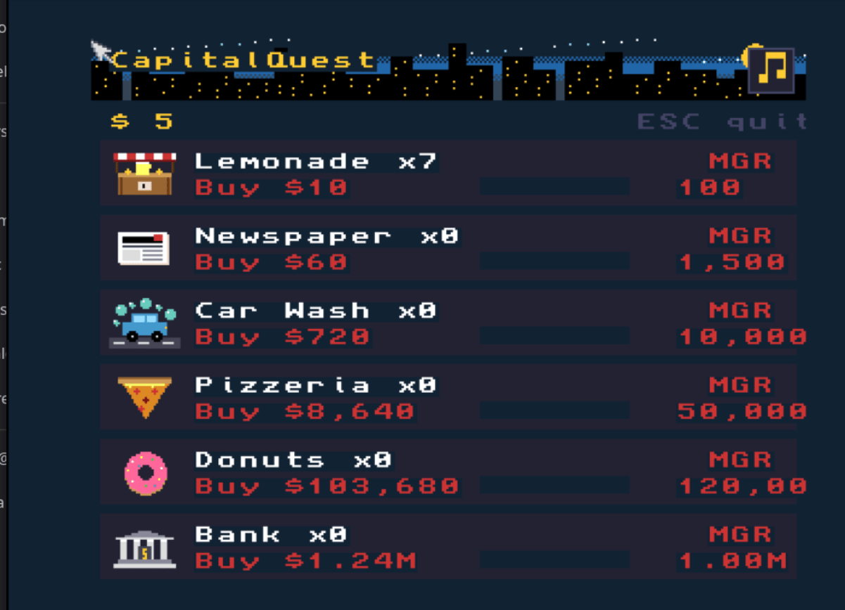 Capital Quest gameplay screenshot