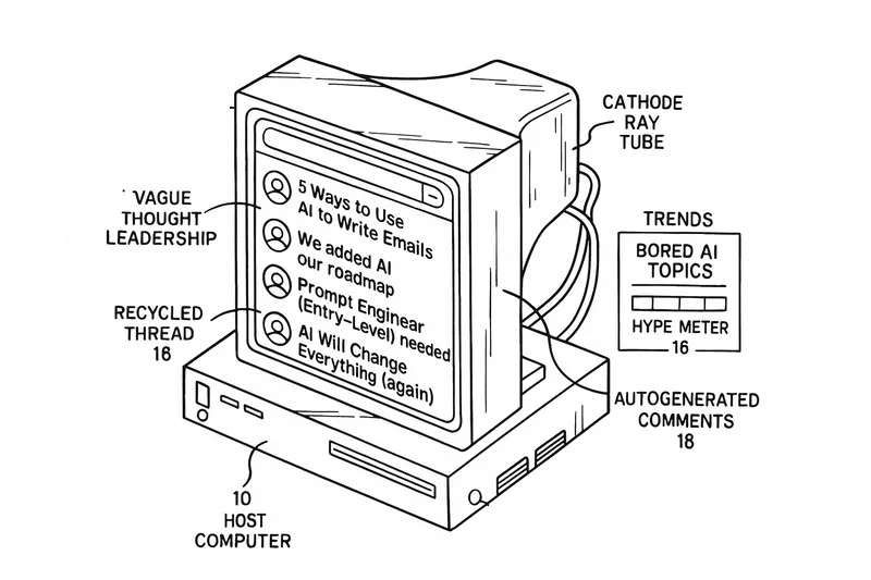 AI-powered computer terminal showing excessive AI integration